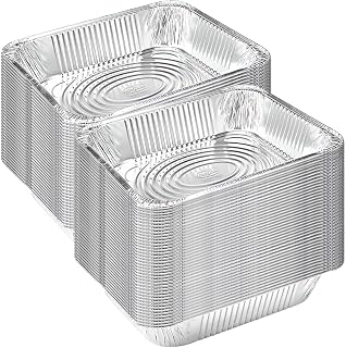 Aluminum Foil Half-Size Silver Deep Pans - 12.75" x 10.375" x 2.5" (Pack of 100) - Reusable and Heavy Duty Design - Perfect for Parties & Catering Events