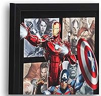 Vista 4 de Marvel Avengers - Decoración de pared de madera enmarcada con Capitán América, Iron Man y más - Arte de pared clásico de Marvel Avengers
