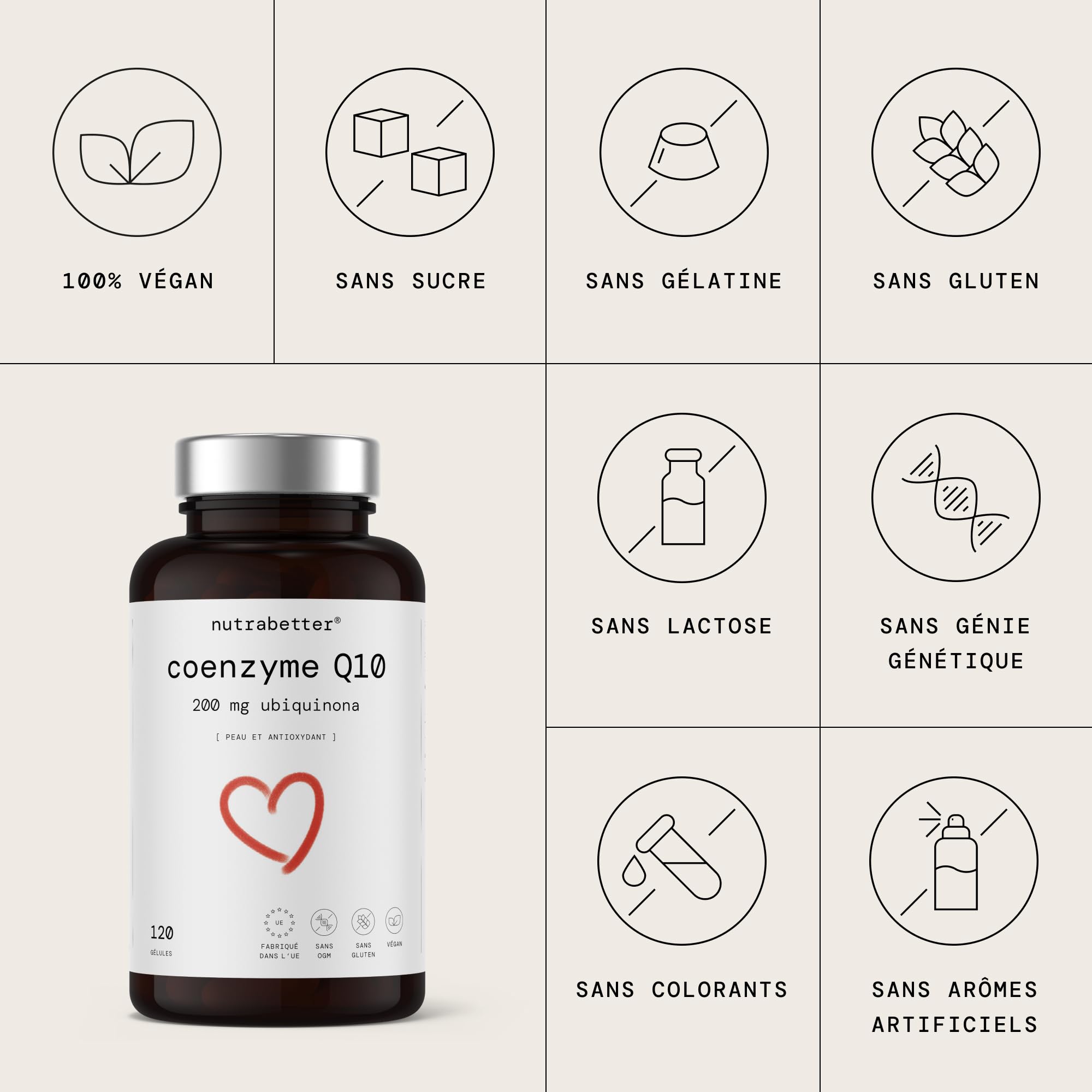 Coenzyme Q10 200mg | 120 gélules végétaliennes de CoQ10 100% pure pendant 4 mois | Premium Q10 naturellement fermenté | Energie, Cœur et Anti-âge naturel | Haute biodisponibilité