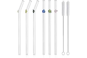 Elegant & Eco-Friendly: SELPONT Glass Drinking Straws Adorned with Flowers