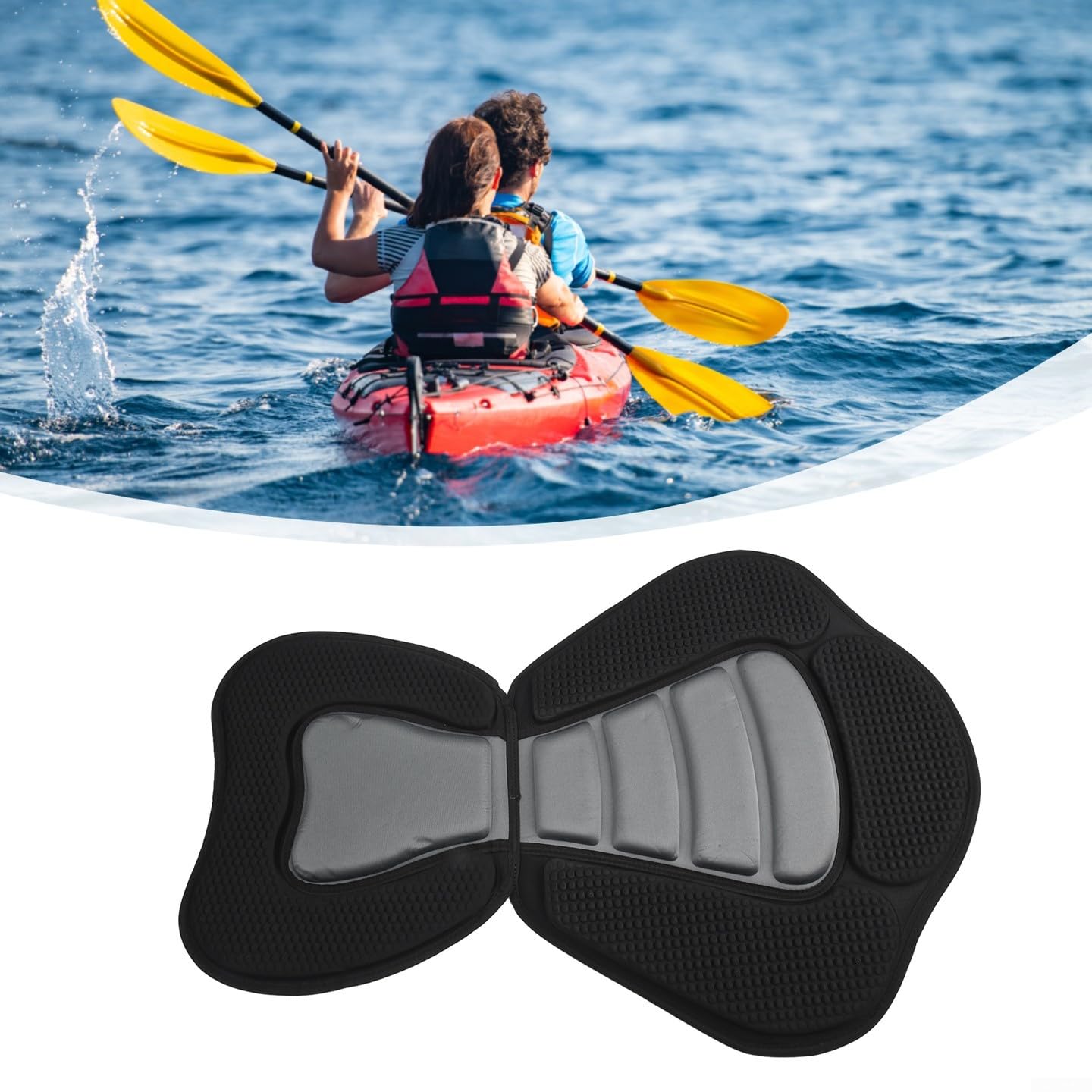 Sedile per kayak Gonfiabile EVA Nero con 4 Bottoni Sedile per
