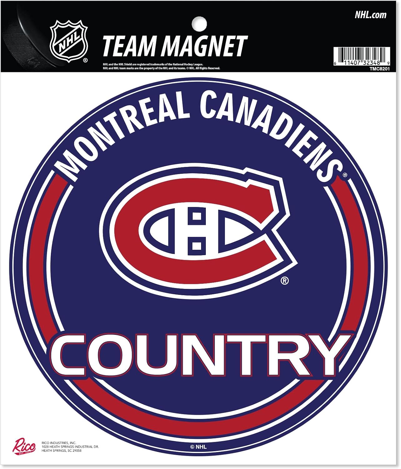 Rico Industries NHL Hockey Montreal Canadiens 8" Round Magnet