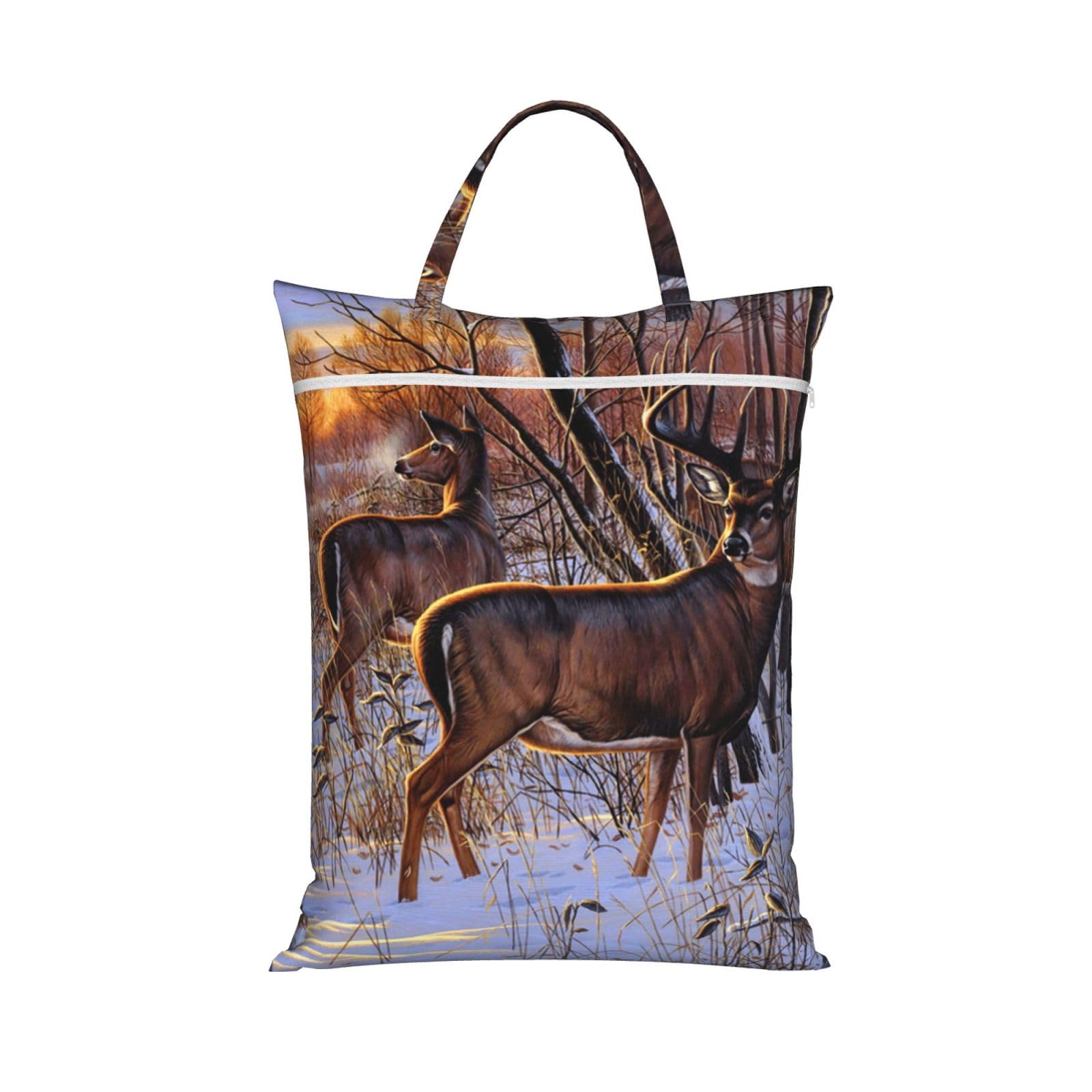 YFSGDLBN Deers Picture printed Travel dirty laundry bag clothes pack Storage Basket Bag