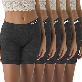 Women's Boyshorts Underwear Seamless Boy Shorts Panties Soft Stretch Boxer Briefs 5 Packs(Regular & Plus Size)