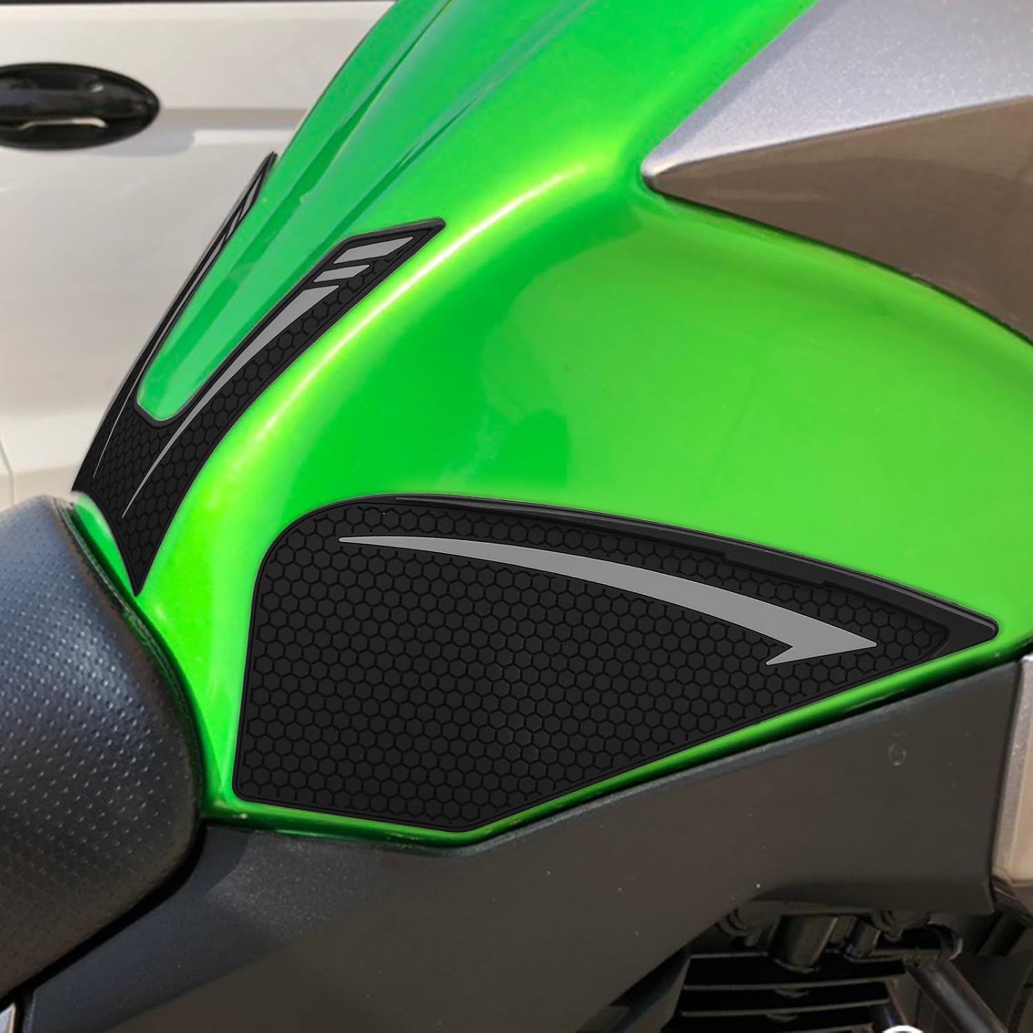Motorcycle for Kawasaki Vers-ys X300(2019-2025) X250(2019-2025) Tank Pads Side Gas Knee Grip Protective Sticker (Sticker Decal Knee Grip Traction pad (Fluorescent Green)