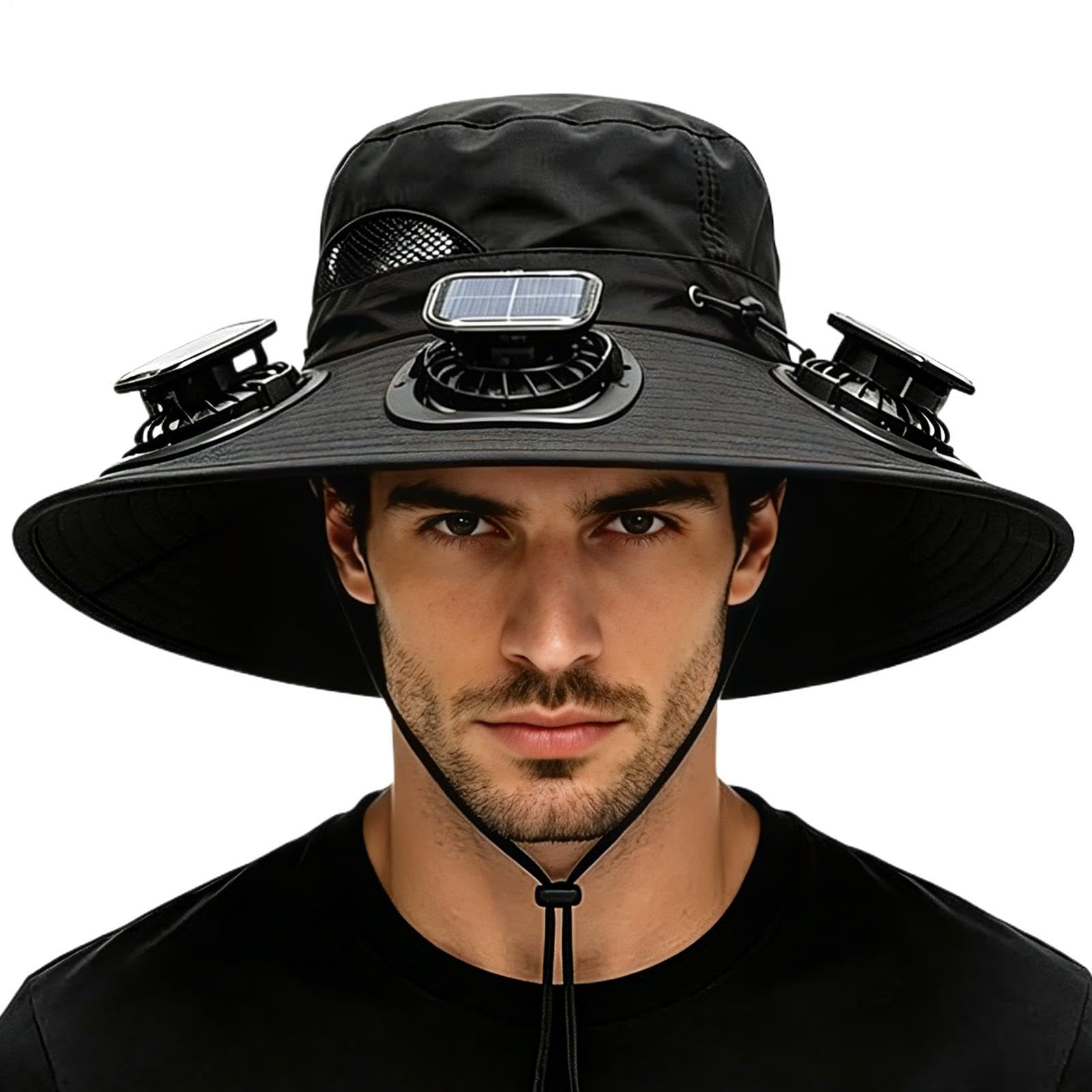 Sombrero de abanico solar con 3 ventiladores, sombrero de ala ancha, gorra