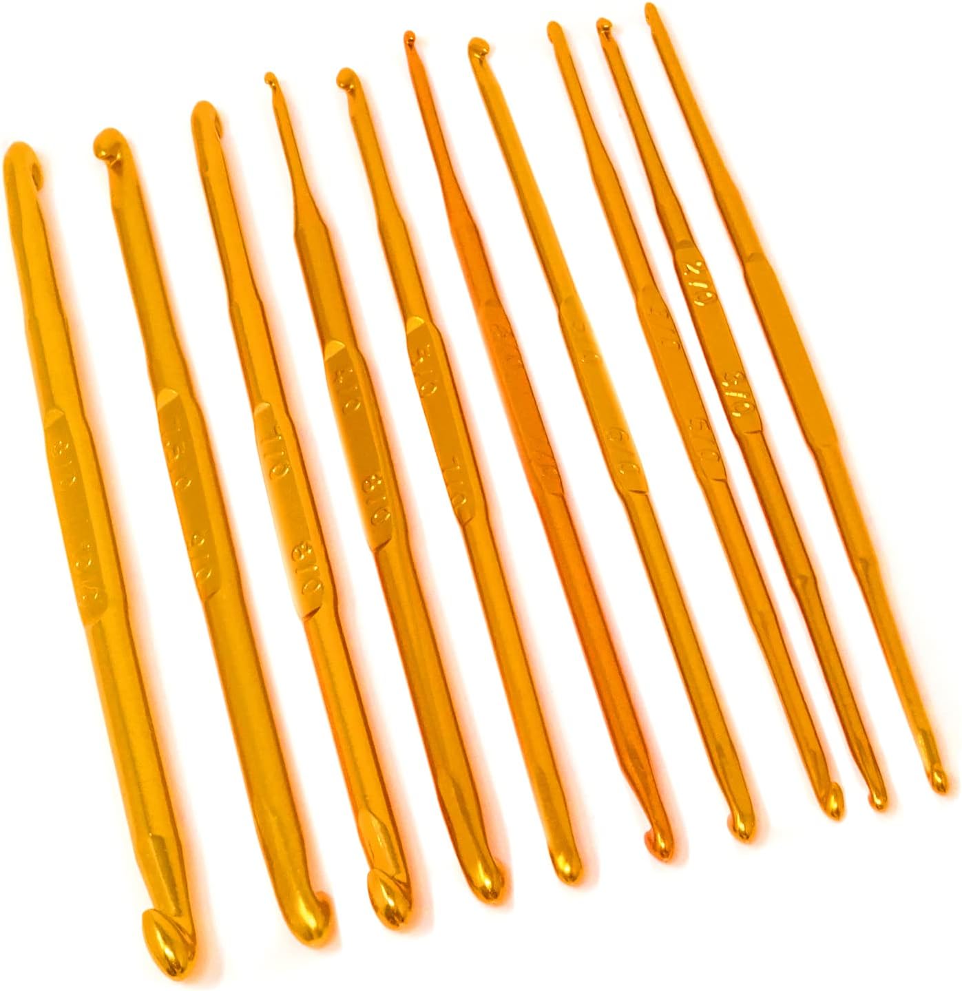 yueton 10 PCS Golden Crochet Hooks,Double End Crochet Hooks,Knitting Needles Set for Weave Craft