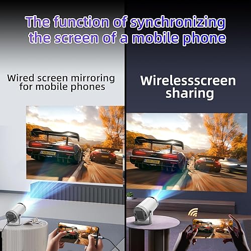 Miniatura 5 de Mini proyector FY300, soporte de 1080P, proyector portátil con WiFi y HDMI, giratorio de 180, espejo de pantalla inalámbrico, adecuado para uso en