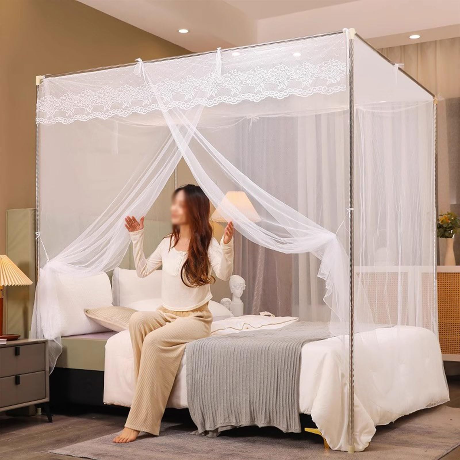 Moustiquaire autoportante cadre maille fine lit 200 cm protection insectes