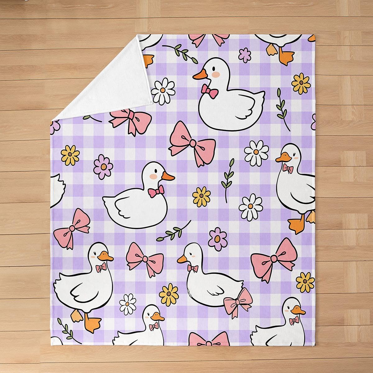 Loussiesd Kawaii - Coperta in pile con anatra, 228 x 228 cm