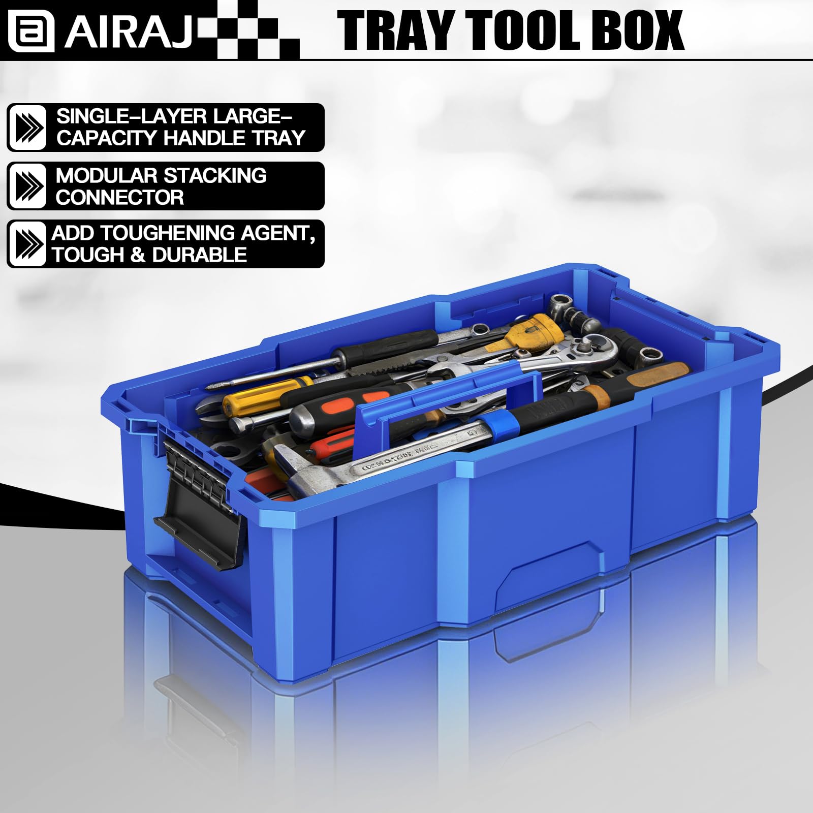 Caja Herramientas con Ruedas,Caja de Herramientas Portátil y Apilable de 3 Niveles,Caja de Herramientas Vacia Tipo Bandeja,Con Portavasos Desmontable,50 cm W x 31 cm D x 67 cm H