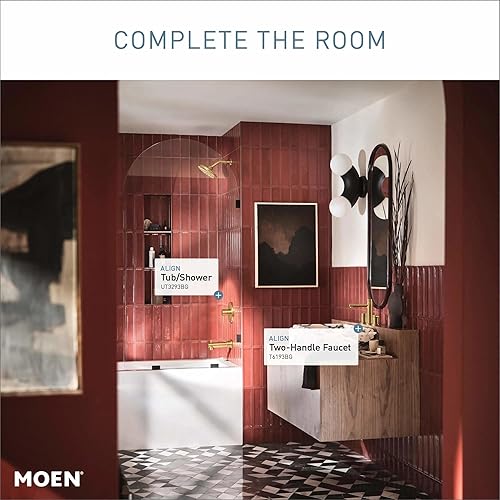 Miniatura 5 de Moen UT3293BG Align M-CORE - Kit de moldura para bañera y ducha de 1 mango, requiere válvula, oro cepillado