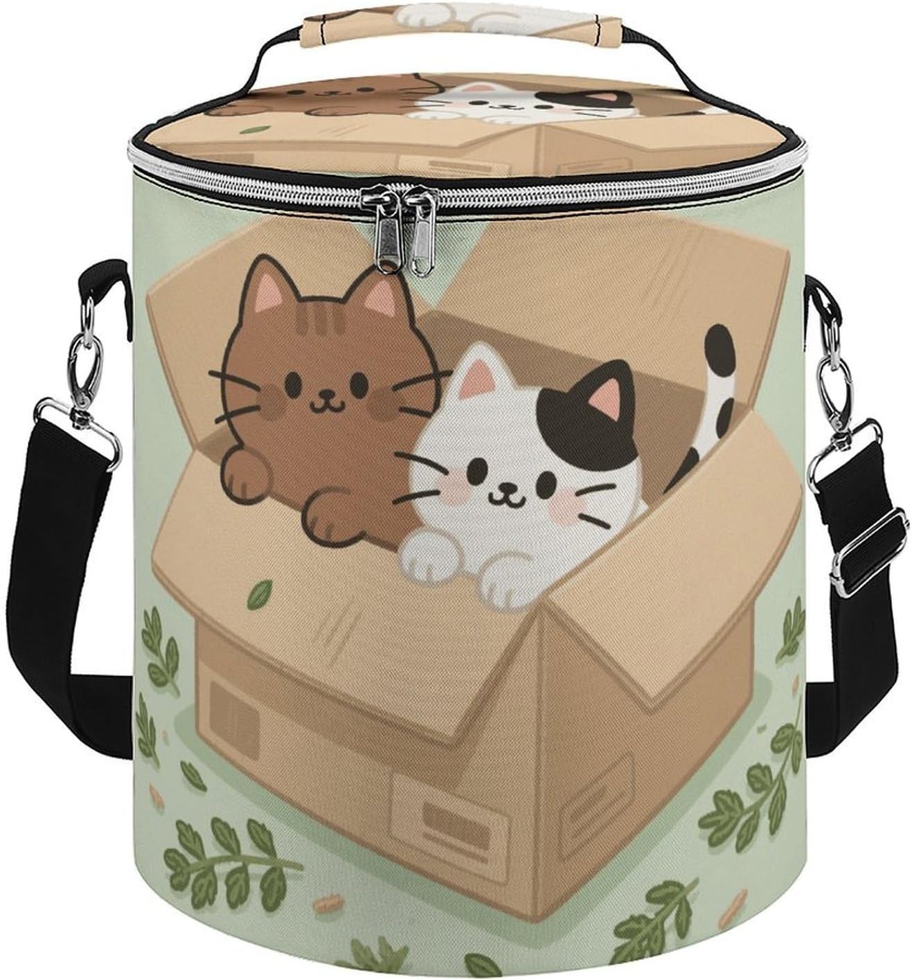 Cute Cats Lunch Bag 15L, Insulated Picnic Basket with Leakproof Design - Large Cooler Tote for Camping, Beach, Hiking & Groceries