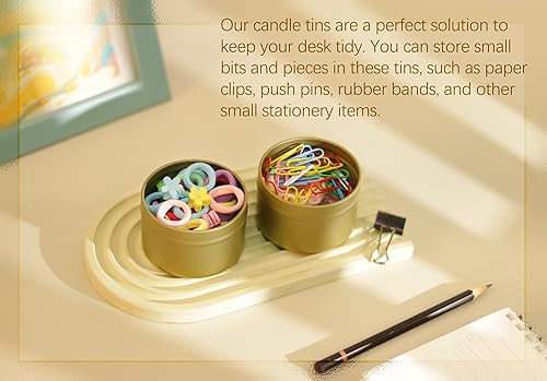 Miniatura 3 de Latas doradas de 4 onzas con tapas, 24 recipientes para velas, tarros de velas a granel para hacer velas, color dorado