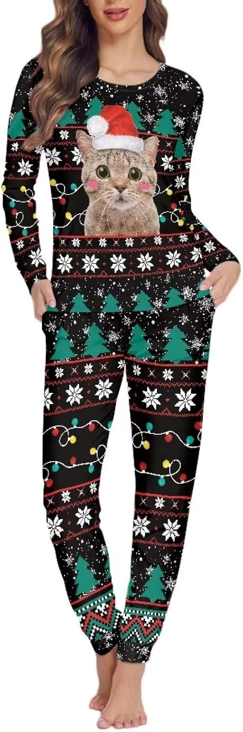 Christmas Winter Clothes For Women 3D Print Funny Pattern Women's Casual Home Wear Leisure Nightwear Soft Pajamas