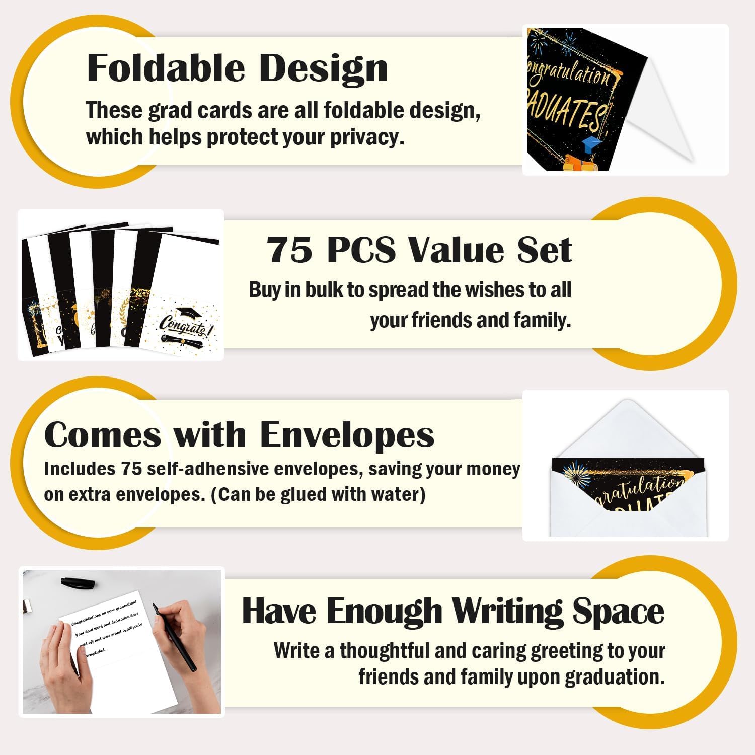 PARTYWIND 75 Pack Bulk Graduation Cards with Envelopes for Class of 2025 Decorations, Graduation Greeting Cards for Congratulations Party Supplies Favors, College/High School/Middle School
