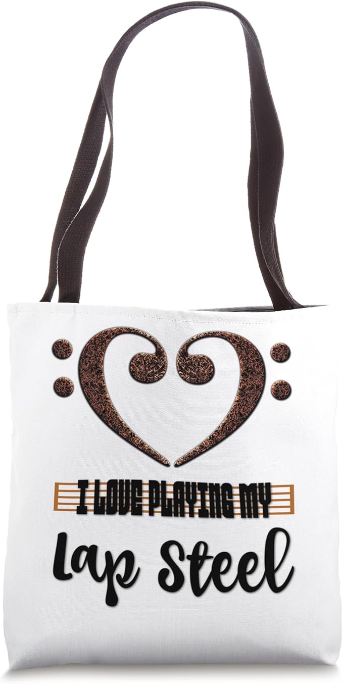 Bass Clef Musical Heart I Love Playing My Lap Steel Musician Tote Bag