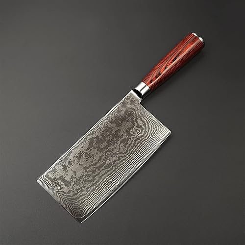 Cuchillo de carnicero de carne, cuchillo de carnicero de 7 pulgadas, cuchillo de cuchillo japonés VG10 Damasco hoja de acero para carne, cortador de