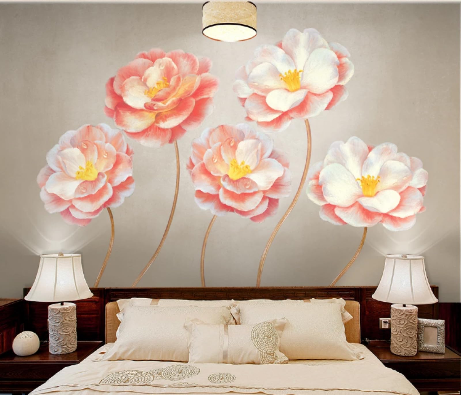 Papier peint pour chambre adultes salon moderne et décoration murale fleurs 3D