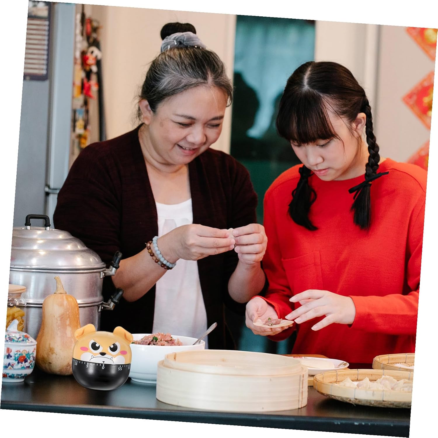 2pcs Mechanical Cartoon Kitchen Timer Countdown Timer for Baking and Cooking Design for Management Random Styles