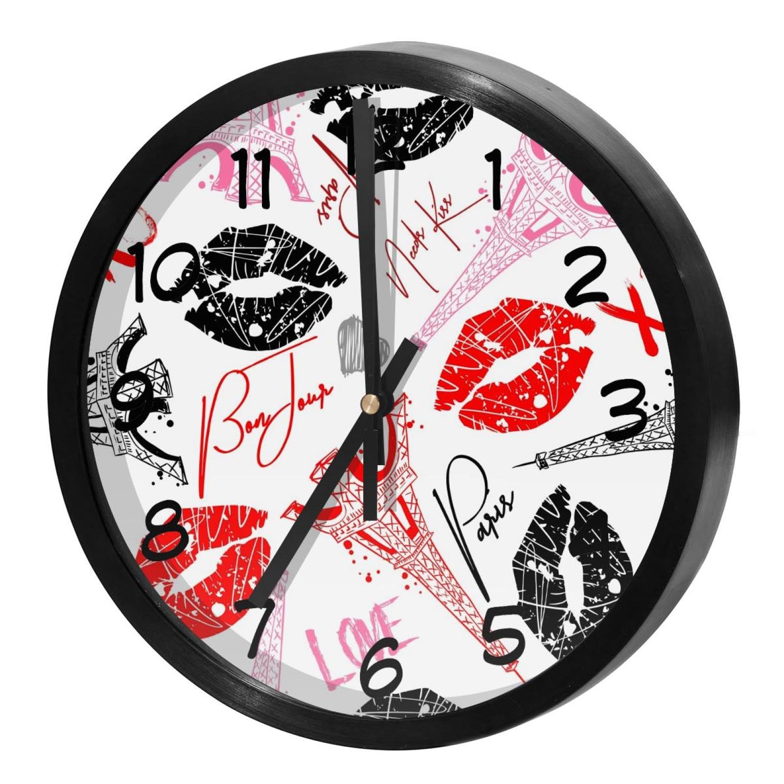 Horloge murale silencieuse Kisses Paris pour une ambiance romantique