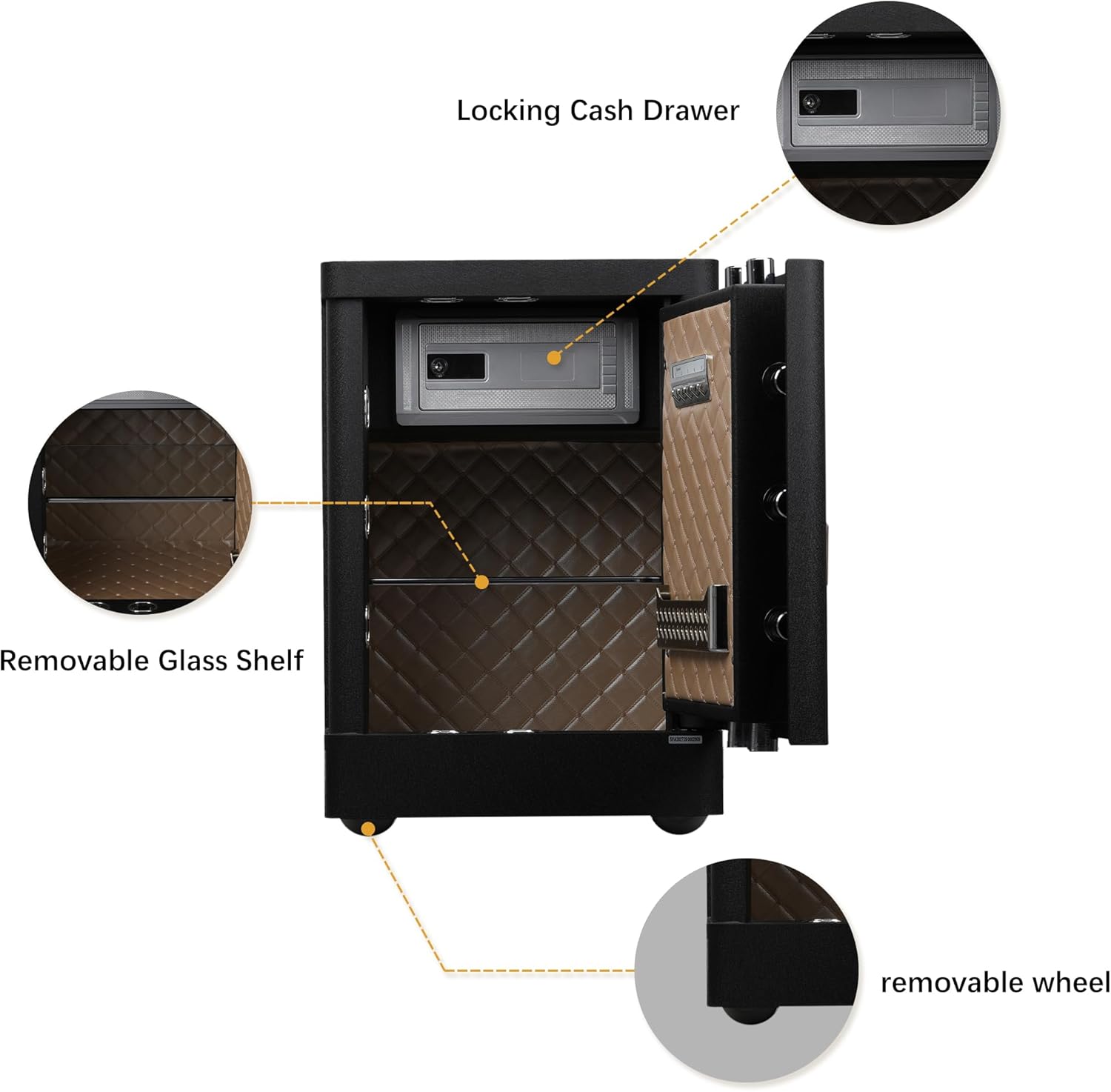 3.4 cu.ft Large Safe Box with wheels,Home Safe with Fireproof Waterproof Bag, Heavy Duty Digital Vault with key, Built-In Drawer and Removable Shelf for Storing Valuables