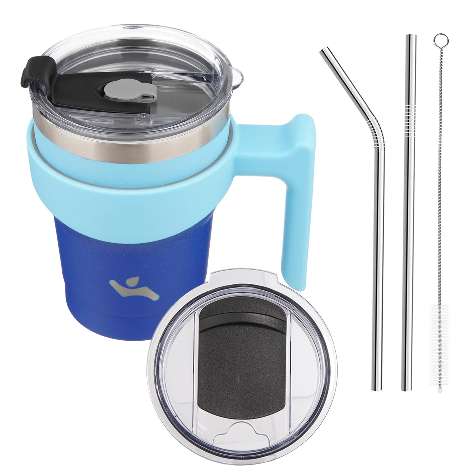 Konokyo 10 oz Tumbler with Handle and Straw, Insulated Travel Mug