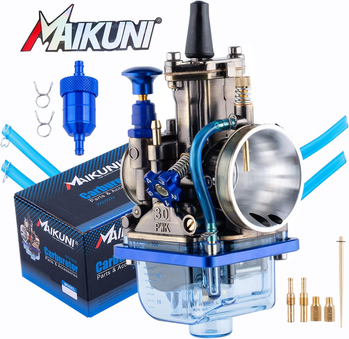 PWK 30mm Carburetor Universal Motorcycle Power Carburetor for 125cc to 250cc Engine Racing ATV Parts Quad Dirt Bike Go Kart Off Road Scooters