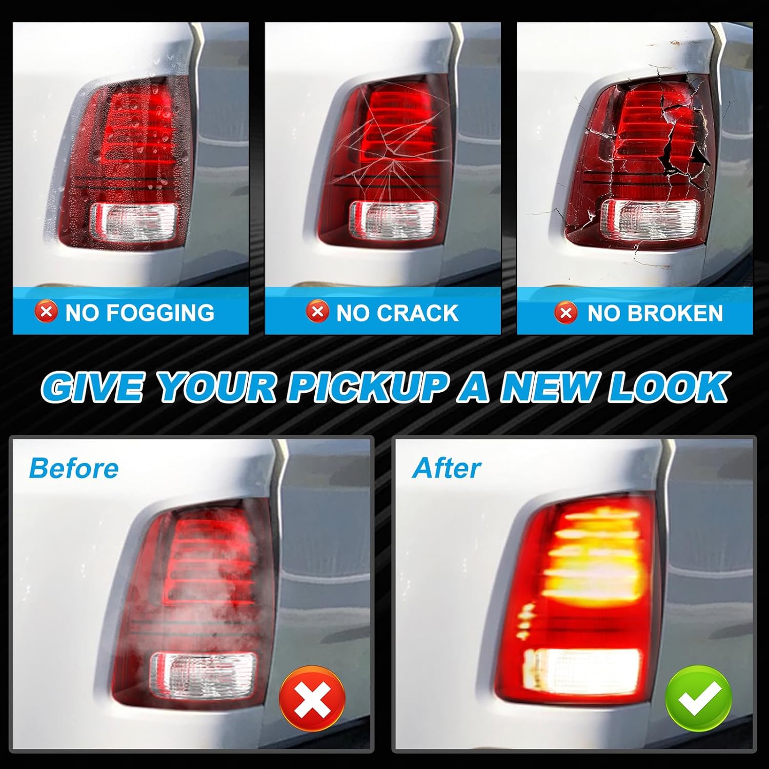 LED Tail Lights Compatible with 2013-2018 Dodge Ram 1500 2014-2018 Ram 2500 3500,Left Driver Side Rear Break Taillights,Replaces CH2800202 68093079AB