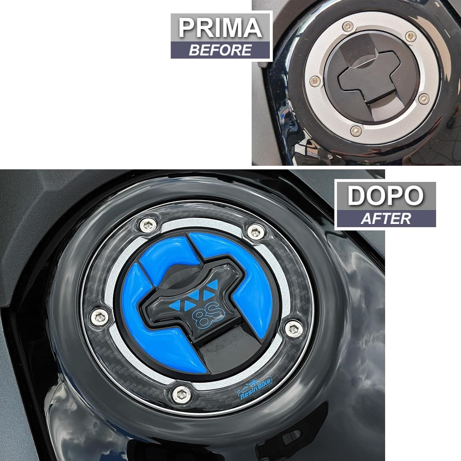 Resin Bike Motorcycle 3D Stickers Compatible with Suzuki GSX 8S 2023-2026. Side Motorcycle Protections from Impact and Scratches. Pair of Resin Stickers - Made in Italy