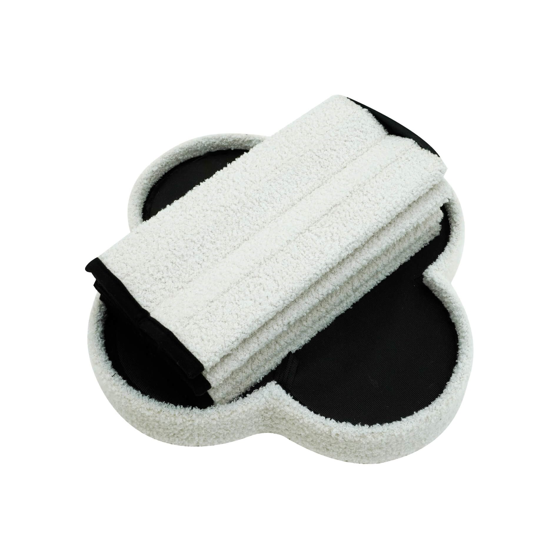 Rebecca Mobili Pouf pour Chambre d'enfant, Pouf de Rangement, Blanc, Tissu Polyester MDF, en Forme de Nuage, avec Couvercle, Pliable - Dimensions HxLxP: 40 x 40 x 40 cm - Art. RE7063