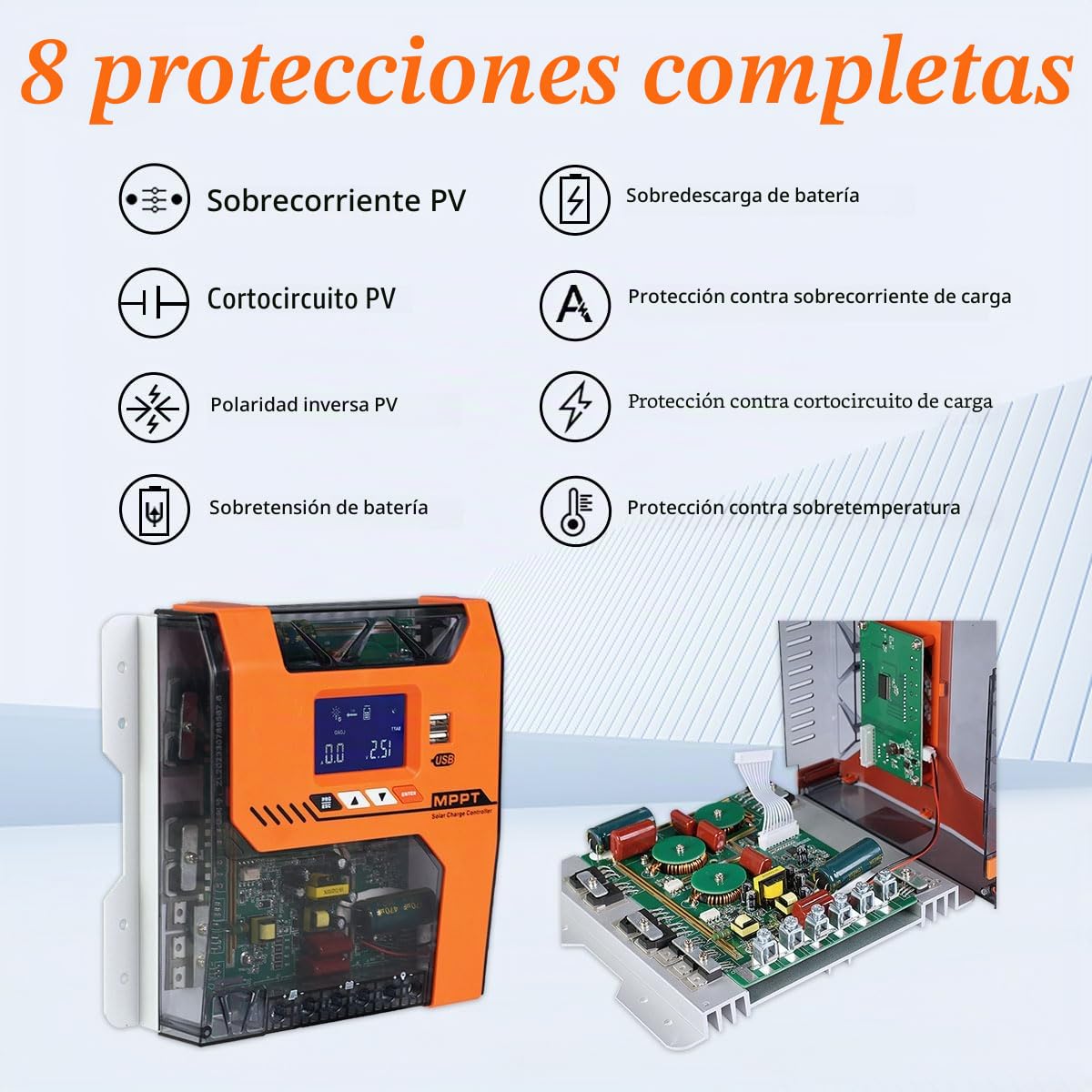 Y&H MPPT 40A Solar Charger Controller 12V 24V 36V 48V Battery Panel SolarPanel Regulador Max PV Input 150VDC Trabajo con AGM, Gel, Flooded y litio