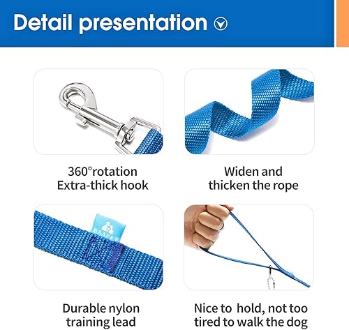 Miniatura 3 de BAAPET 15 pies, 20 pies, 30 pies, 50 pies, 100 pies de largo, correa de entrenamiento para perro, gato, entrenamiento, juego, campamento o patio
