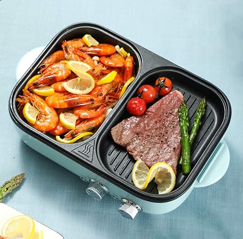 Miniatura 3 de Fondue eléctrico para barbacoa 2 en 1 para cocina, olla caliente multifuncional con control de temperatura, bandeja antiadherente para parrilla