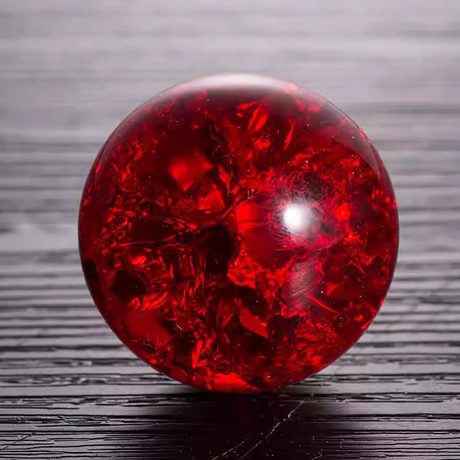 Crystal Sphere Ball, Decorative Glass Balls, Crystal Ball Prop Ornament, Ice Cracked Glass Sphere, for Living Room Decor, Office Decoration(Red,6cm/2.3in)