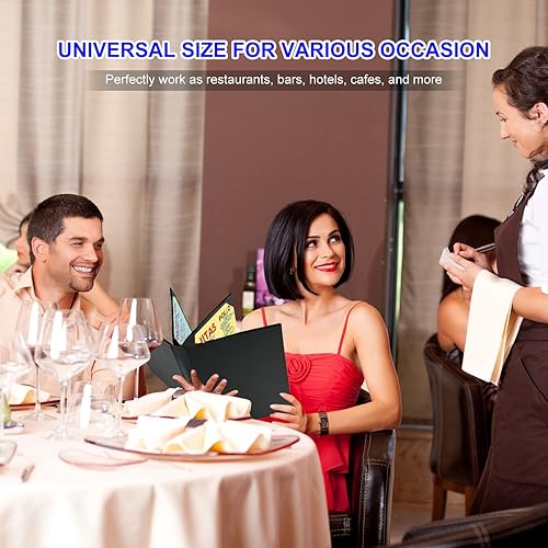 Miniatura 13 de Fundas de cuero para menú con madera fuerte en el interior para 8.5 x 11 pulgadas, fundas de cuero de doble vista para listas de vinos, bebidas