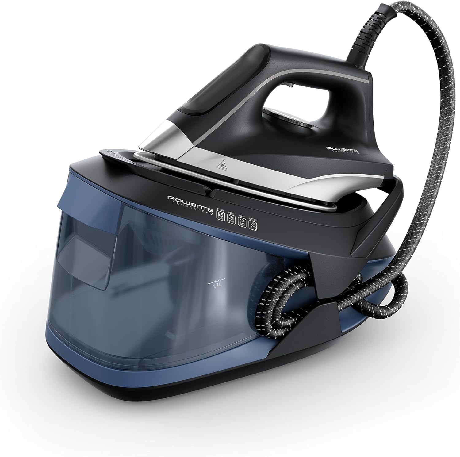 Rowenta Turbosteam Ferro da Stiro con Generatore di Vapore, 2600 Watt, Vapore Costante 120 g/min, Riscaldamento Rapido, 1,7 L, Sistema Anticalcare, Ferro da Stiro con Caldaia, VR8325 Blu - Immagine 1