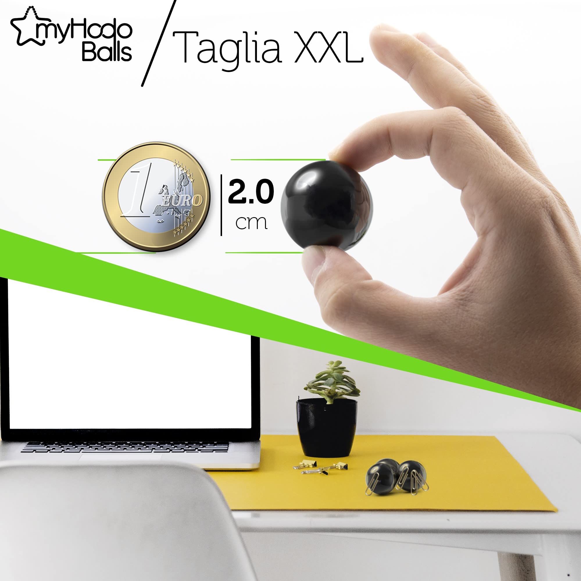 myHodo Palline Magnetiche 20mm (20 magneti) Magnet Balls, Perfetta Idea Regalo, Gadget Strani Anti Stress per L'Ufficio, Sfere Calamite in Ematite Extra Large XL, Pietra Curativa del Sangue