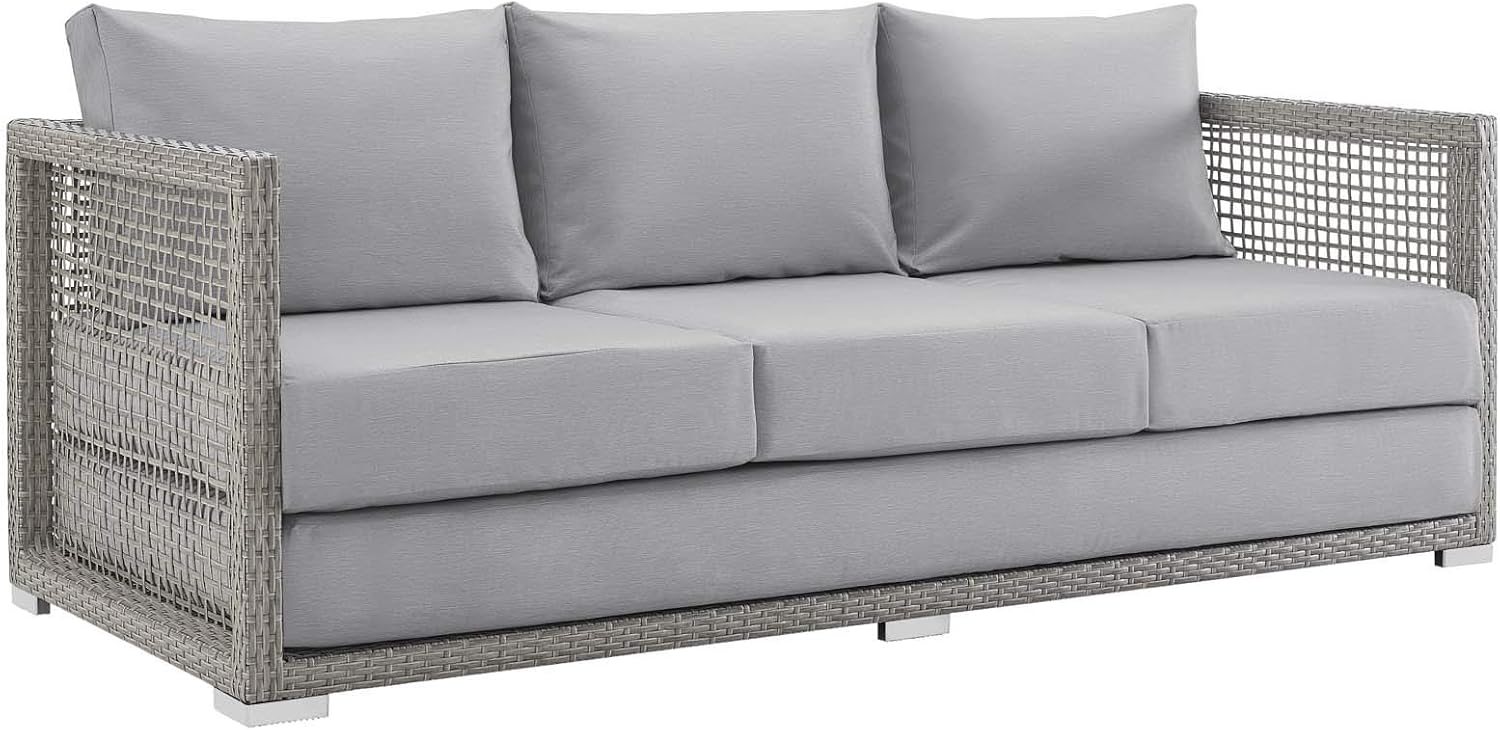 Modway EEI-2923-GRY-GRY Aura Outdoor Patio Wicker Rattan Sofa Gray : Patio, Lawn & Garden