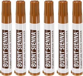 uxcell Furniture Repair Wood Markers, 6 Pcs Burnt Sienna Touch Up Filler Sticks, Oil Based Paint Markers for Scratches, Wood Floors, Tables, Cabinet, Carpenters, Cover Ups