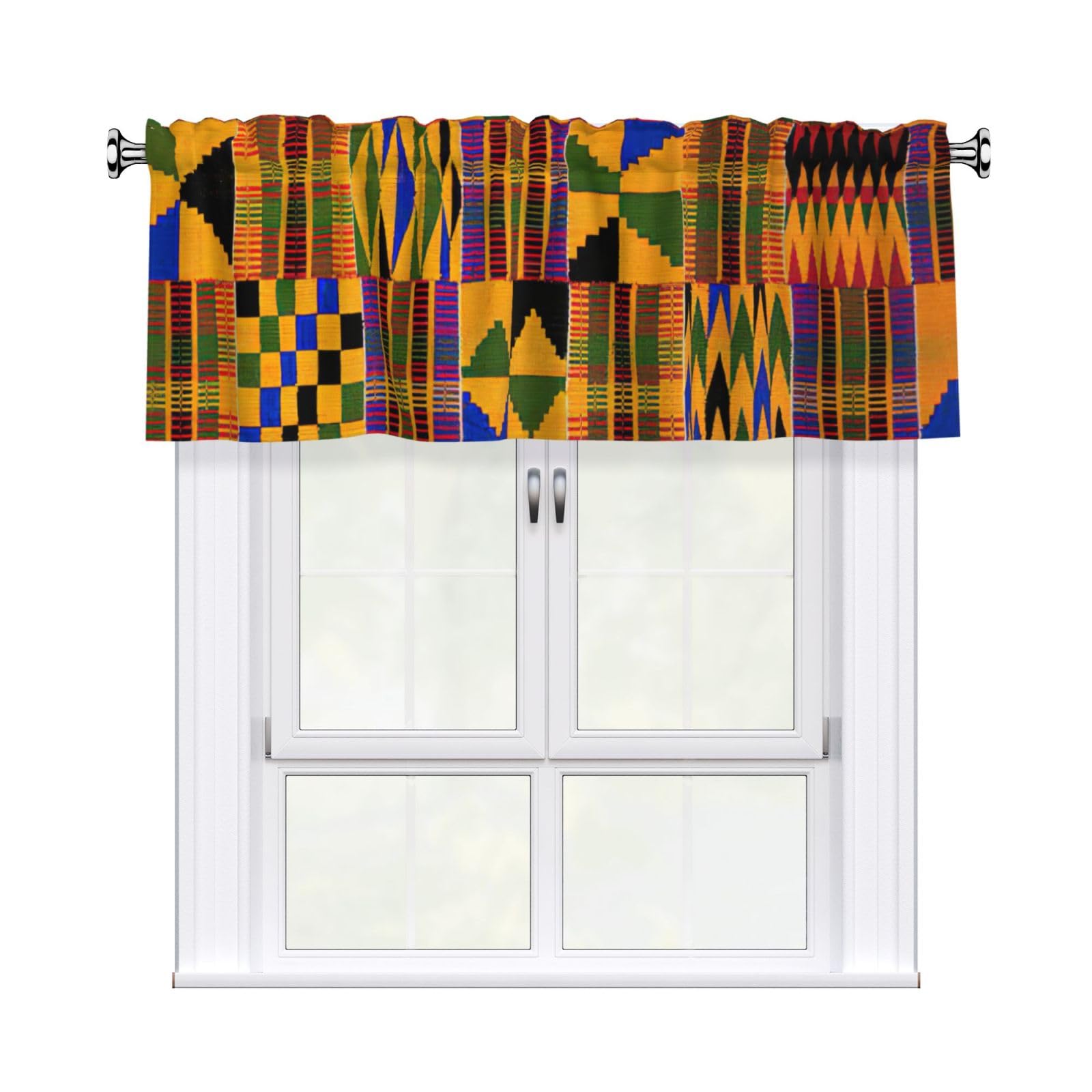 aacxzff african weaving Print Curtain Valance 54"x18" (WxL) for Kitchens Bathrooms Bedrooms Balconies Living Rooms