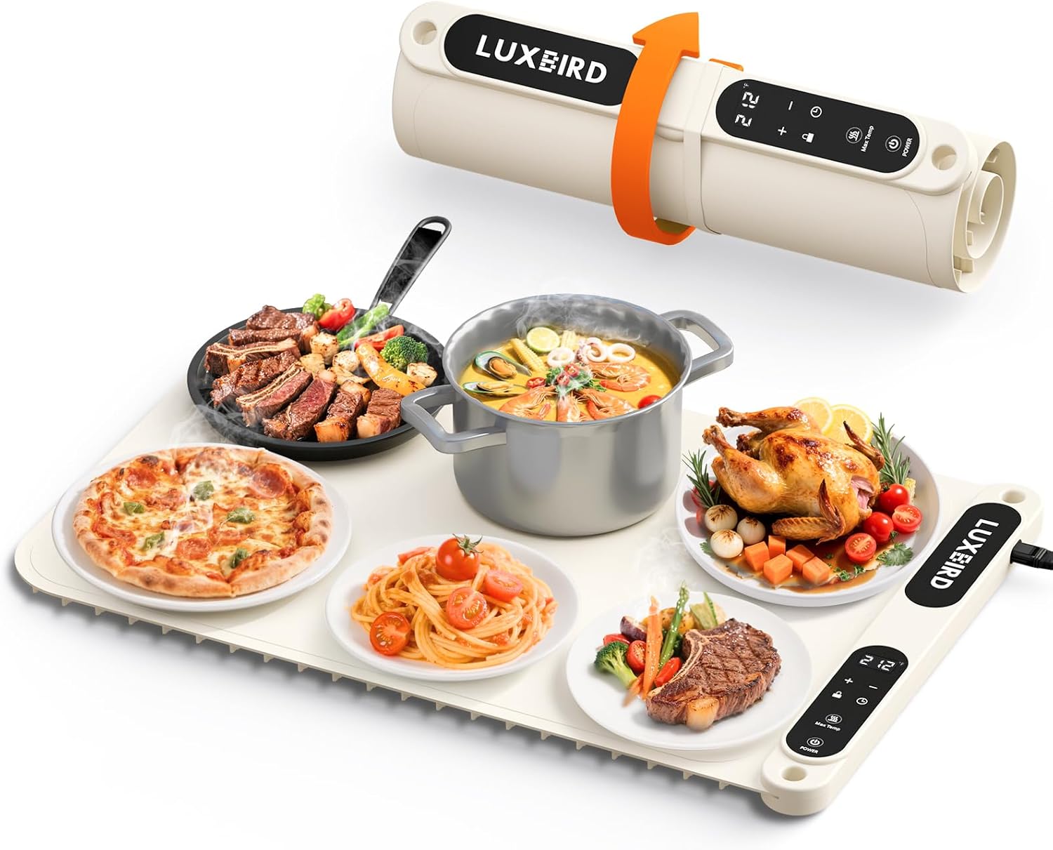 2025 Upgraded Food Warming Mat for Buffet, Fast Full Surface Heating Electric Warming Tray with 7 Level Temperature, 8 Timer, Portable Food Warmer for Parties, Buffet, House Warming Gifts, New Home