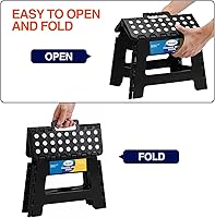 Vista 4 de Korpai Taburete plegable de 9 pulgadas para adultos, niños, taburetes plegables antideslizantes con mango portátil, taburete plegable de plástico