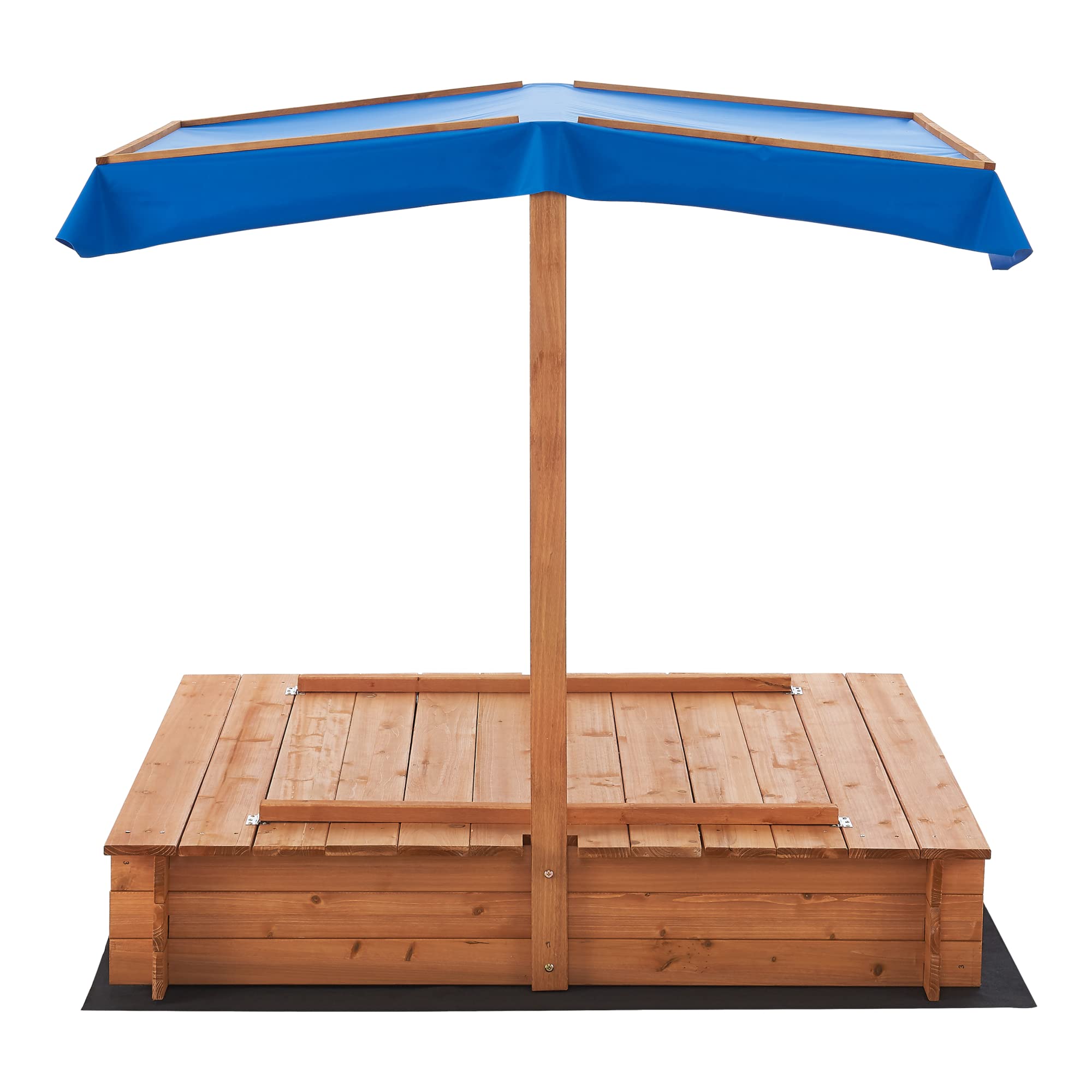 [en.casa] Sabbiera per Bambini in Legno con Panchine Integrate e Tenda Parasole Area Gioco da Giardino con Sedute Ripiegabili e Copertura per Sabbia 120 x 120 x 120 cm