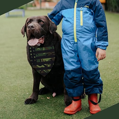 Miniatura 6 de Bandana de camuflaje para perro, bufanda lavable para mascotas, pañuelo triangular ajustable, impresión de doble cara, bandera estadounidense verde