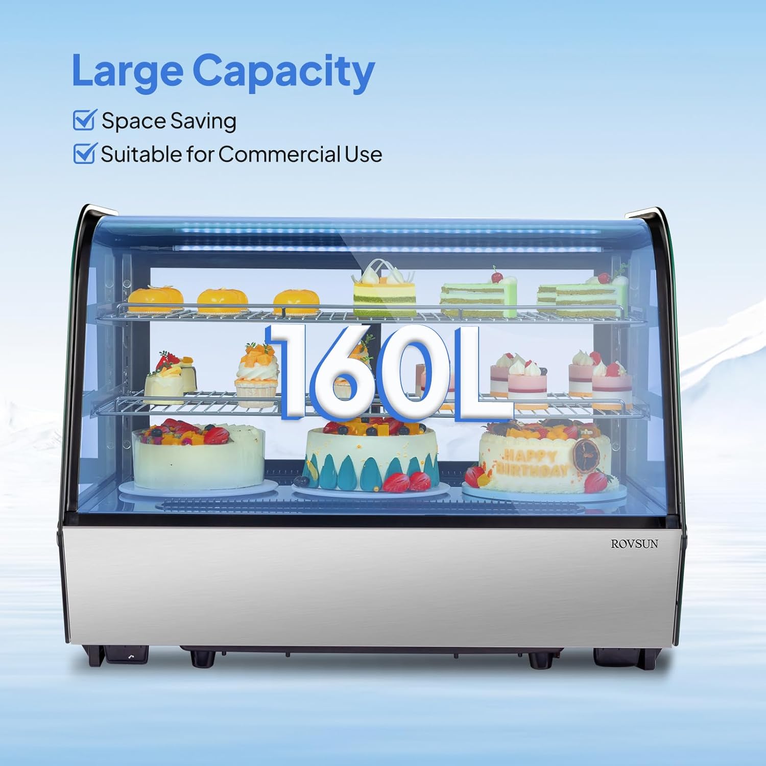 ROVSUN 5.7 Cu.Ft Refrigerated Display Case Commercial Countertop Refrigerator ETL NSF Certified, Display Refrigerator w/LED Automatic Defrosting Air-cooling Rear Sliding Door for Cafe Restaurant