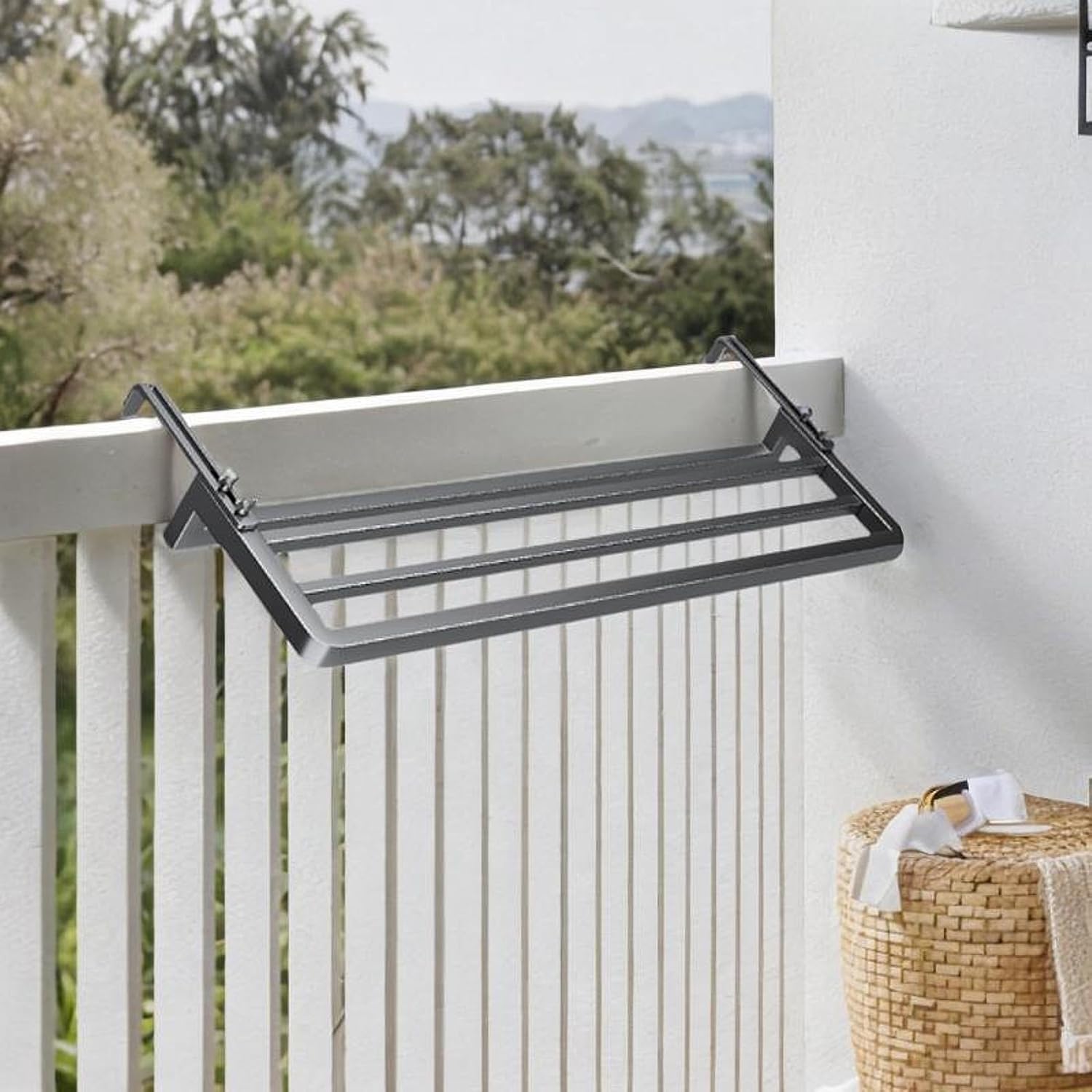 Over Window Mount Hanger Dryer Clothes for Towels Balcony Railings