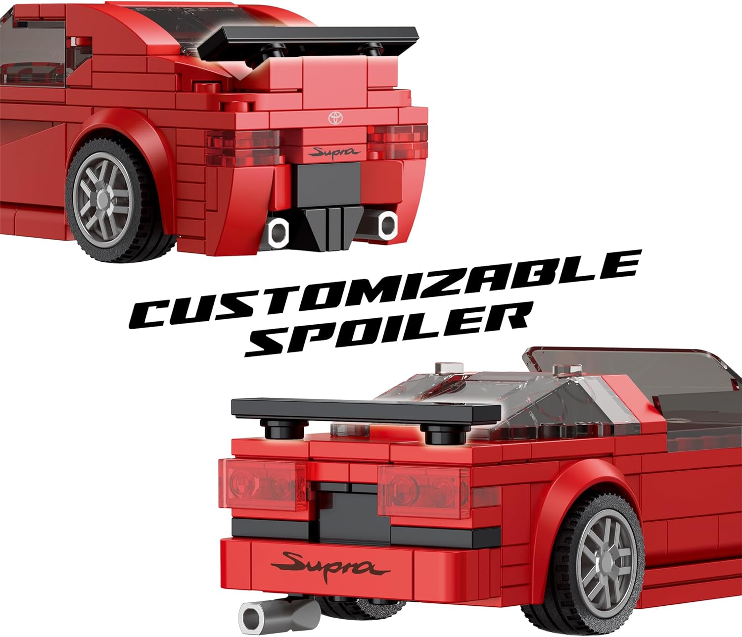 Brickcraft Officially Licensed Toyota Supra Now & Then Brick Building Kit (283 Pieces), 2-in-1 Buildable Display Set Featuring 2025 GR & 1988 Supra Models, Collectible Gift for Car Fans & Builders