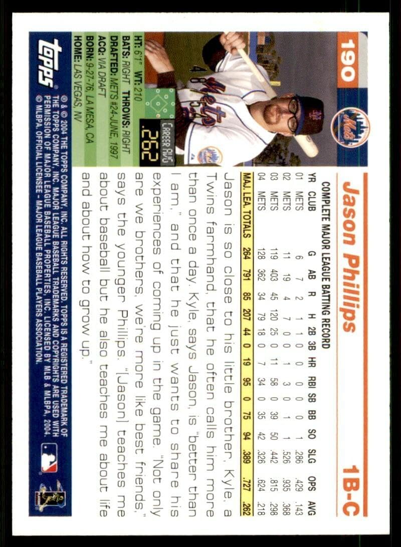 Jason Phillips Card 2005 Topps #190 - Slabbed Baseball Cards