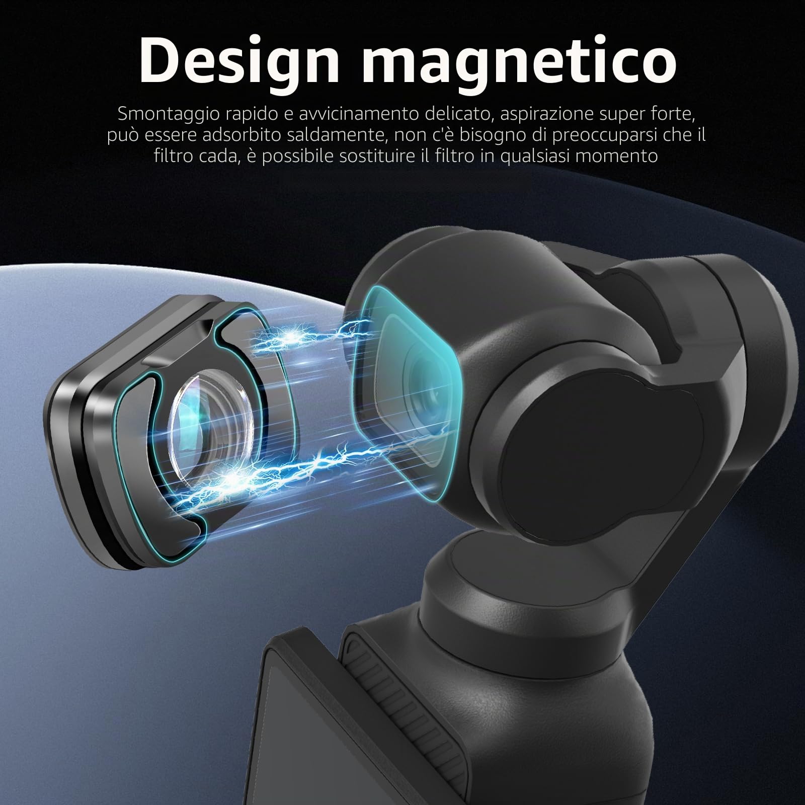 REYGEAK Obiettivo grandangolare compatibile con Osmo Pocket 3, lente di design magnetica per DJI Osmo Pocket 3